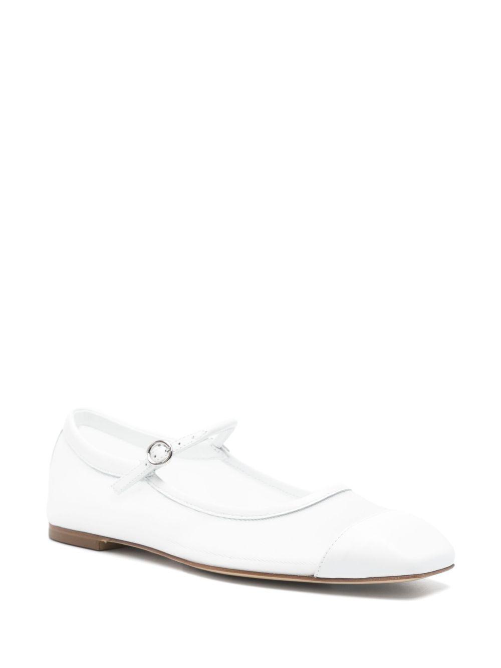 AEYDE Round Toe Ballerina Shoes With Contrast Piping In White Product Image