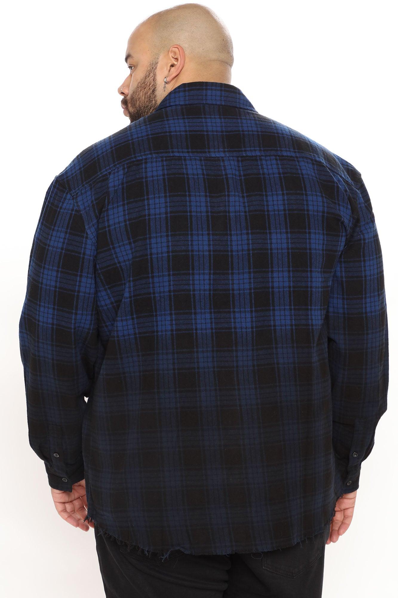Sunset Dip Dye Flannel Shirt - Blue/Black Product Image