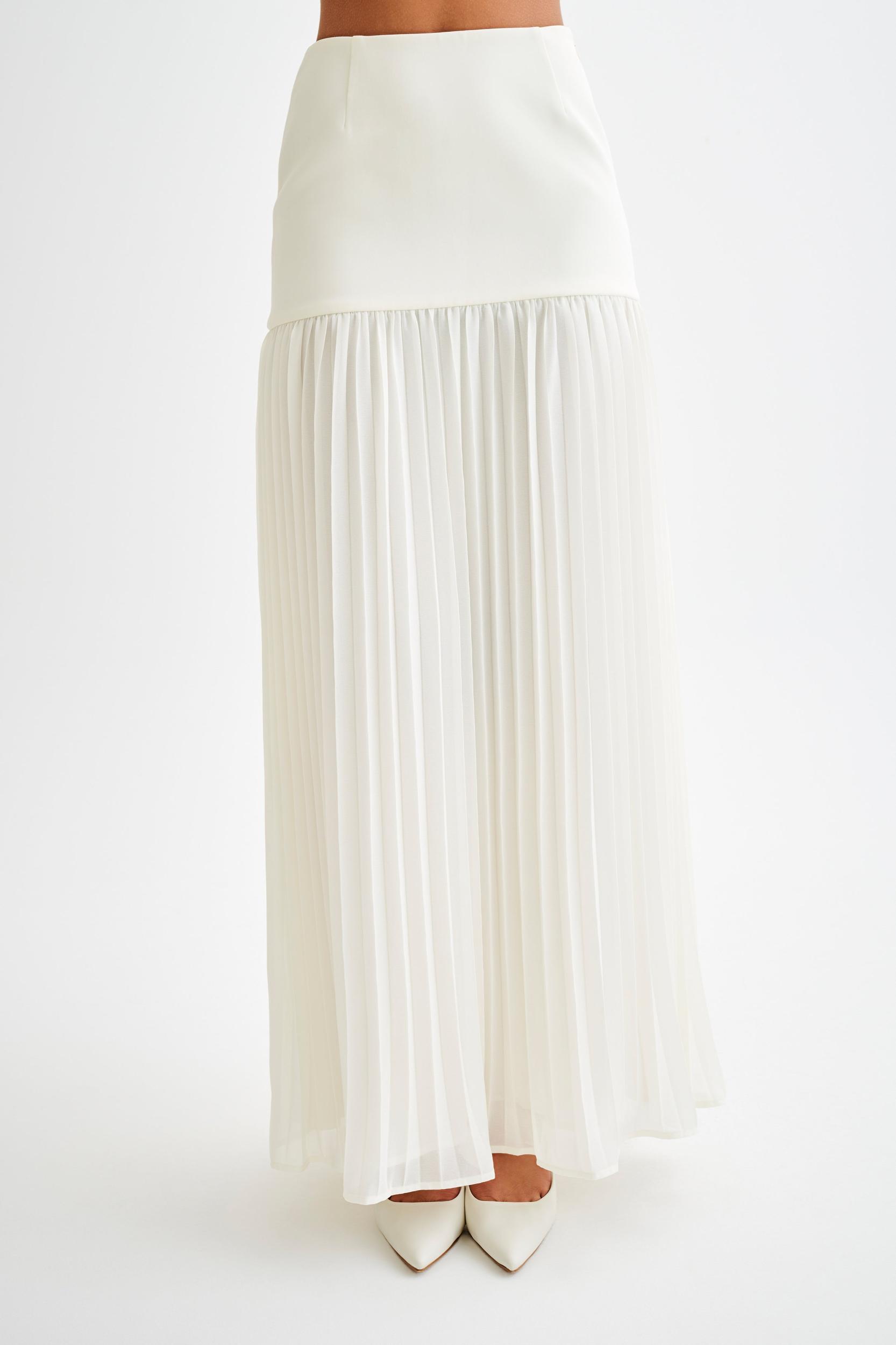Jillian Pleated Maxi Skirt - Ivory Product Image