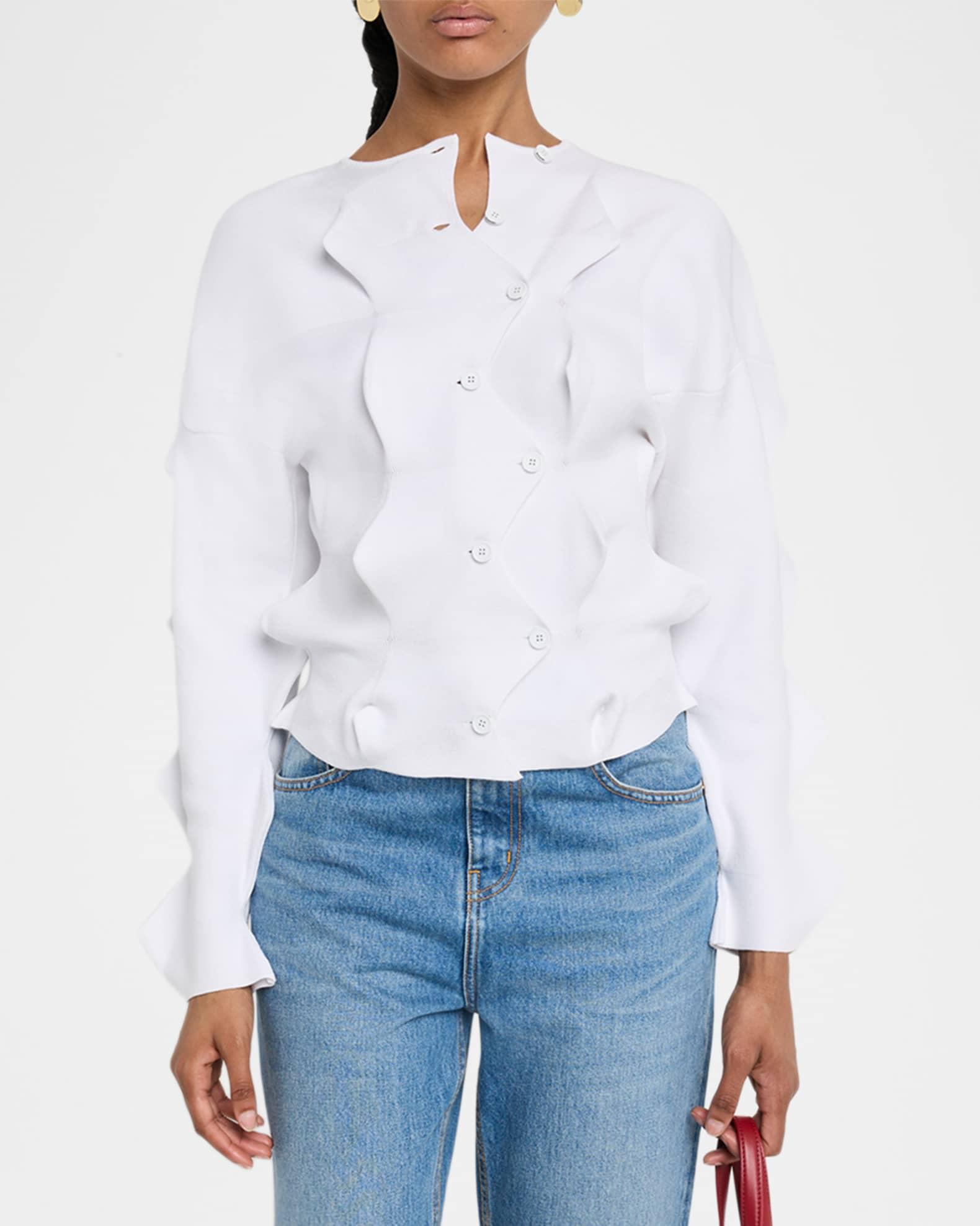 Pointed Knit Crewneck Cardigan Product Image