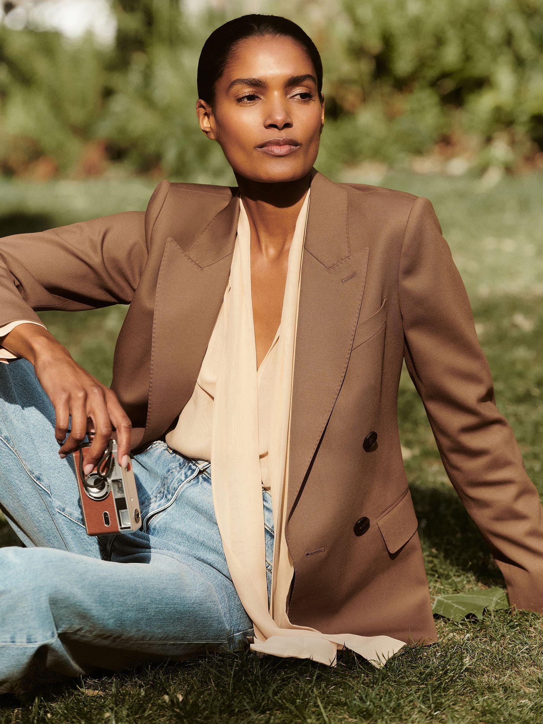 Petite Printed Ruffle Trim Maxi Dress in Cream/Red Product Image