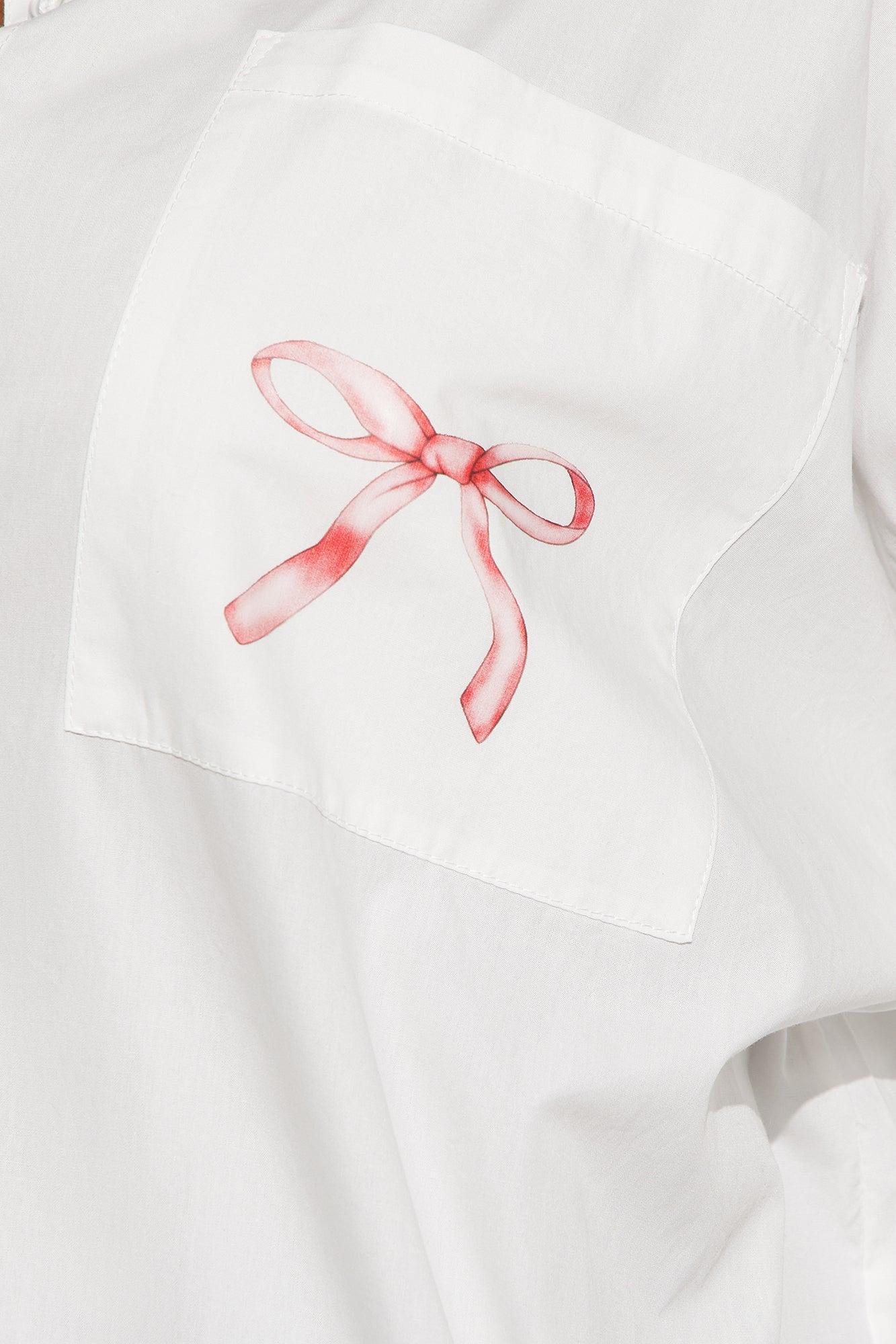 Bow Fever Poplin Shirt - White Product Image