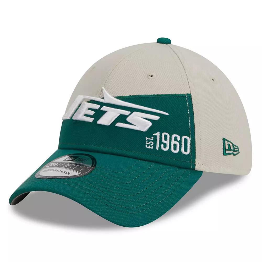 Men's New Era Cream/Kelly Green New York Jets 2023 Sideline Historic 39THIRTY Flex Hat, Size: Small/Medium, Beige Product Image