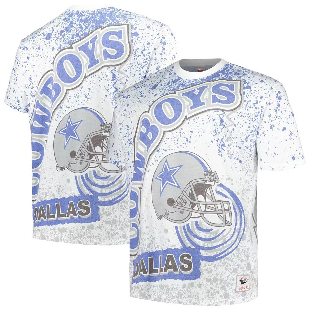 Men's Mitchell & Ness White Dallas Cowboys Big & Tall Allover Print T-Shirt, Size: 4XB Product Image