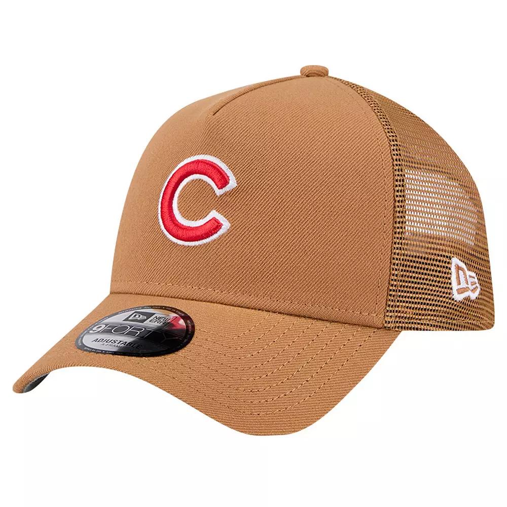Men's New Era Brown Chicago Cubs A-Frame Trucker 9FORTY Adjustable Hat Product Image