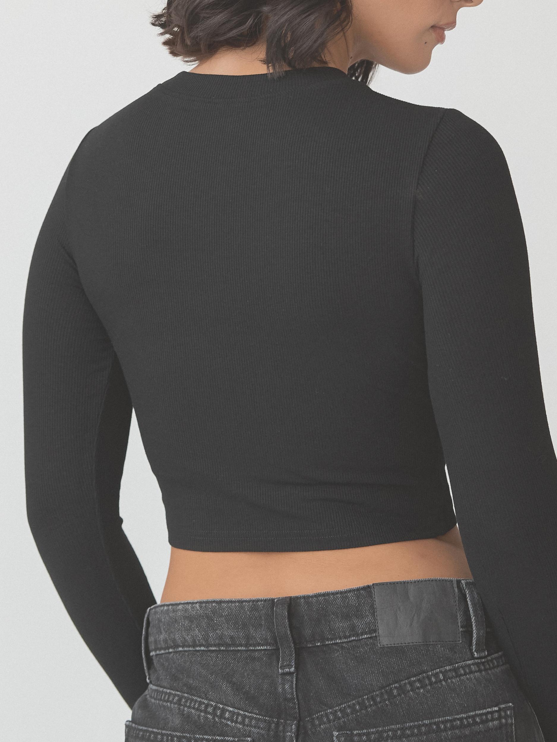 Ribbed Crew Neck Long Sleeve Crop Product Image