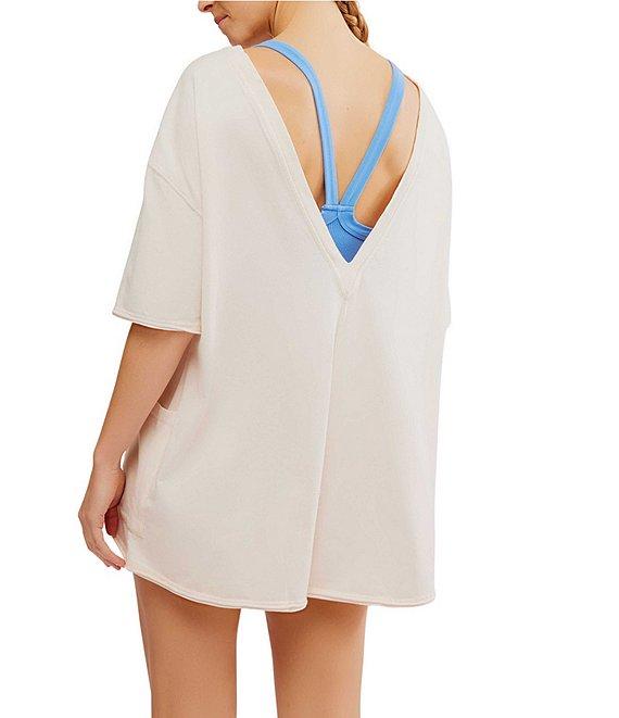 Free People FP Movement Hot Shot Crew Neck Short Sleeve Oversized Patch Pocket V Back Tee Romper Product Image