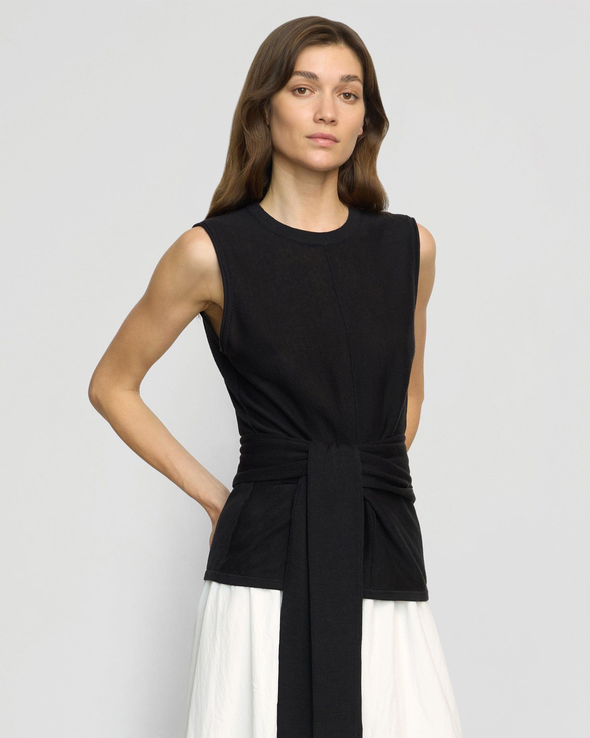 Rois Tie-Front Linen-Cotton Top Product Image