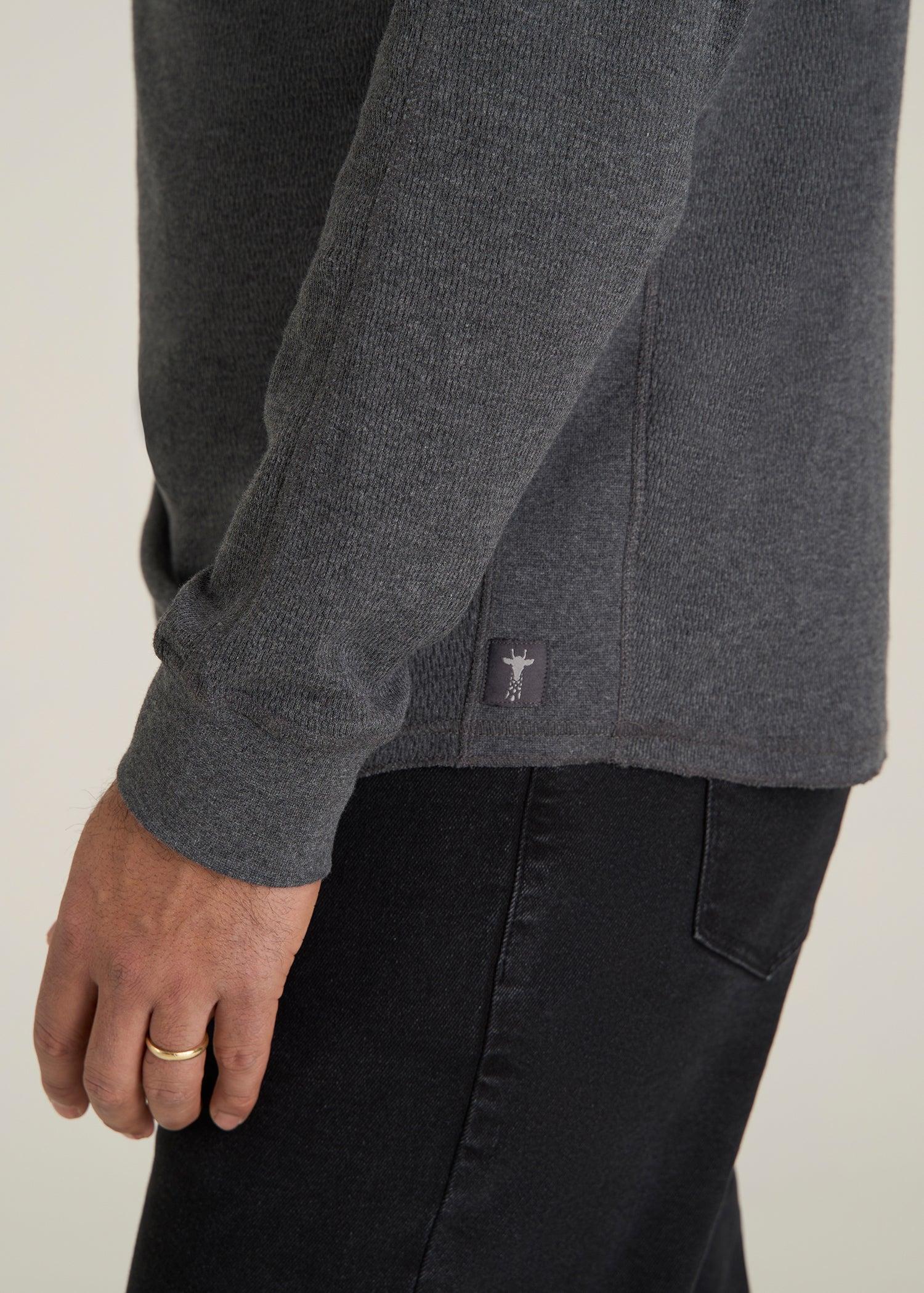 Double Honeycomb Thermal Crewneck  for Tall Men in Charcoal Mix Male Product Image