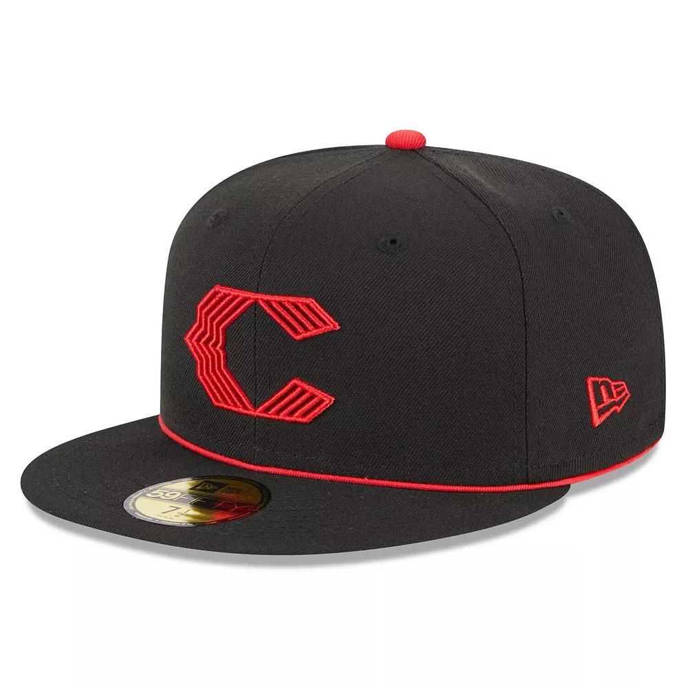 Men's New Era  Black Cincinnati Reds 2023 City Connect 59FIFTY Fitted Hat, Size: 7 1/8, Red Black Product Image