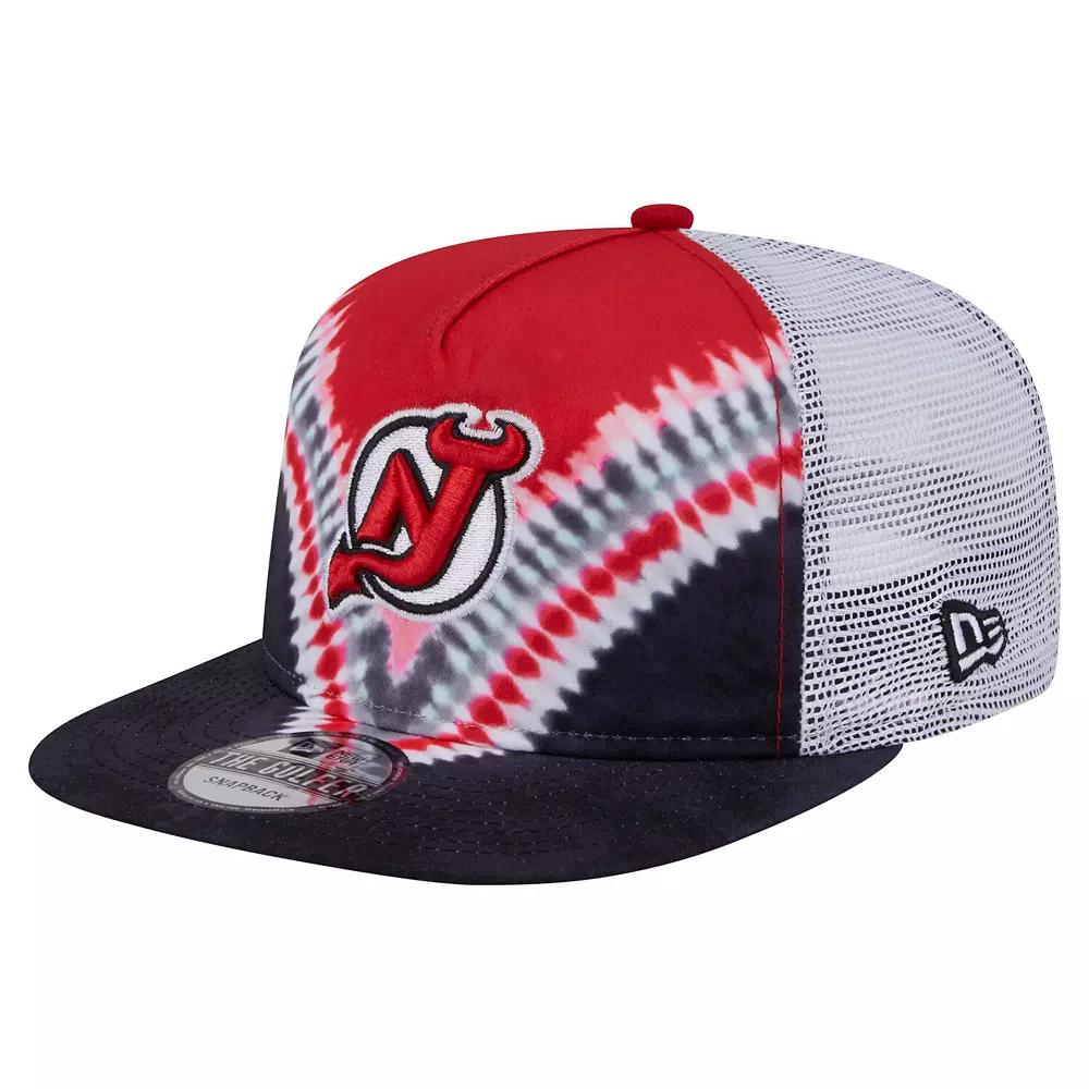 Men's New Era Black/Red New Jersey Devils Throwback V-Dye Adjustable Golfer Hat, Nhl Black Product Image