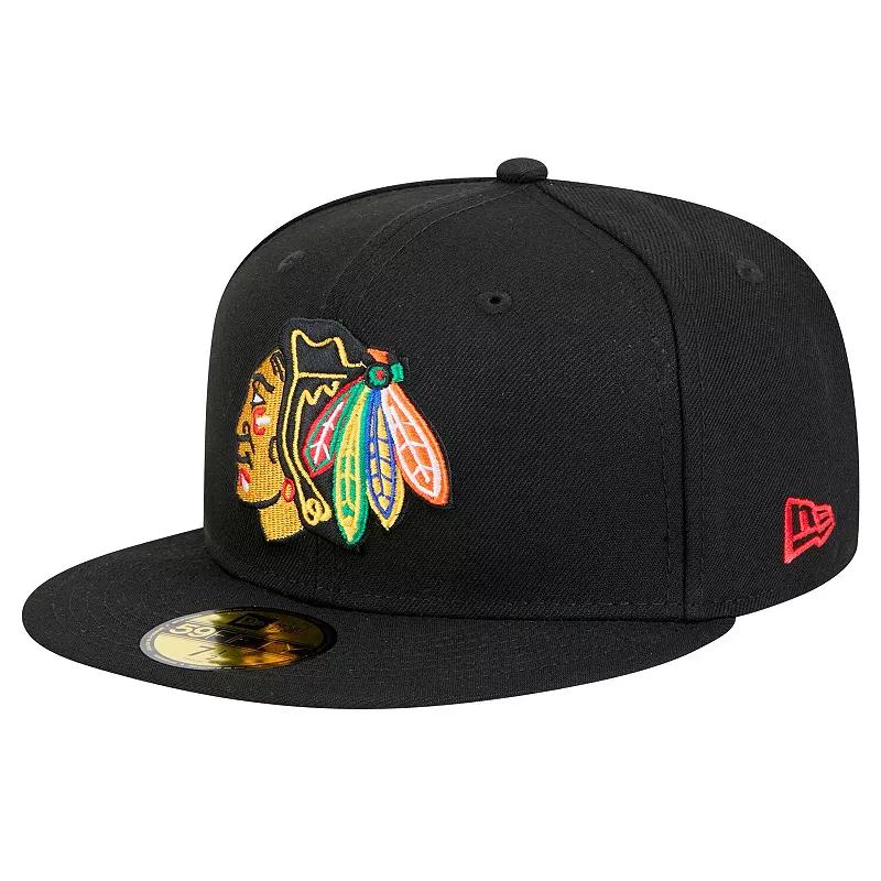 Men's New Era Black Chicago Blackhawks Core 59FIFTY Fitted Hat,  Product Image