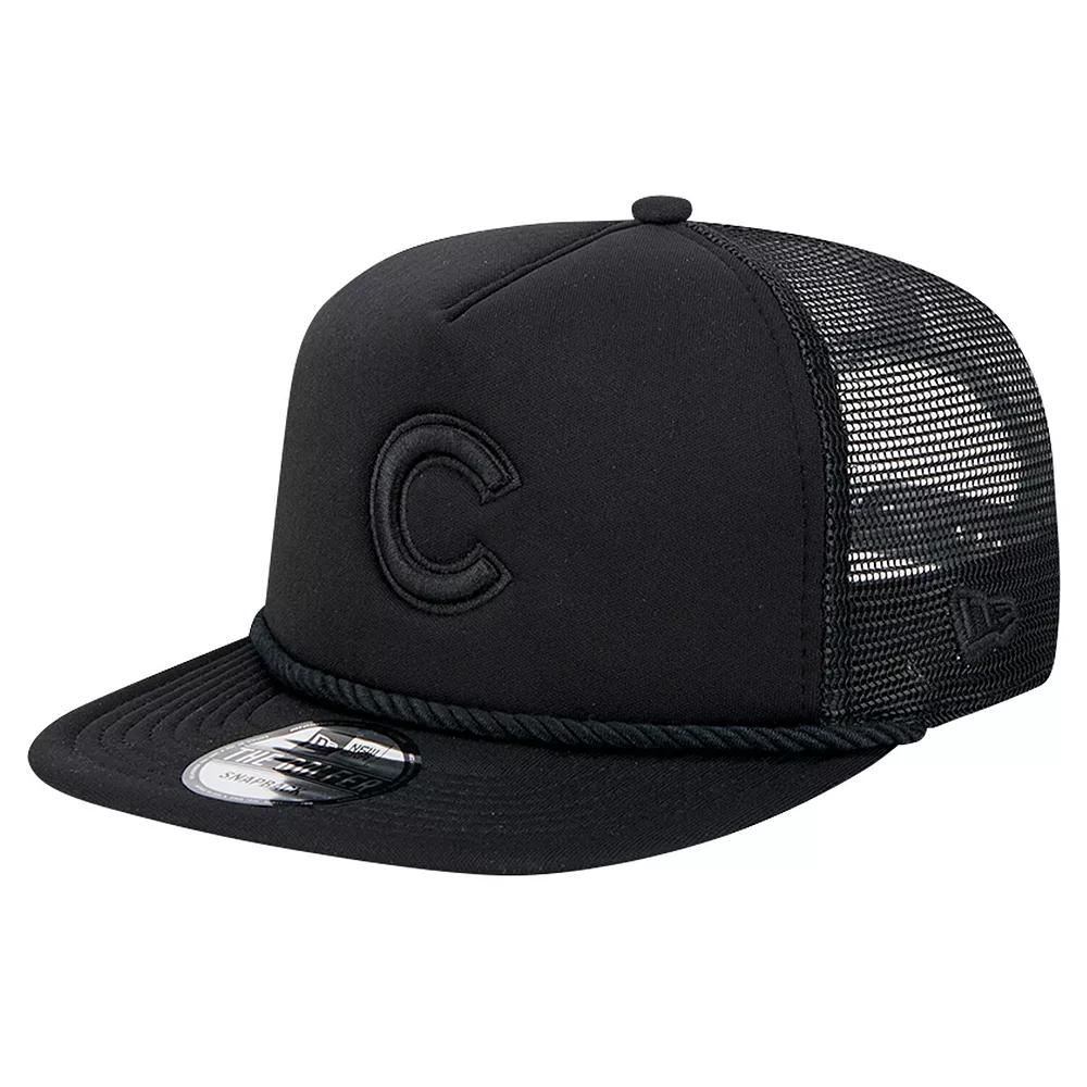 Men's New Era Black Chicago Cubs Tone Foam Meshback Golfer Snapback Hat Product Image