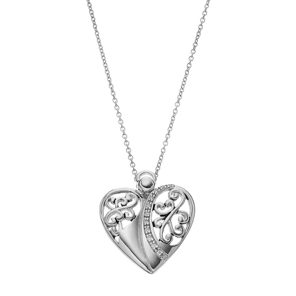Sentimental Expressions Sterling Silver Cubic Zirconia Angel of Love Necklace, Women's, Size: 18", White Product Image