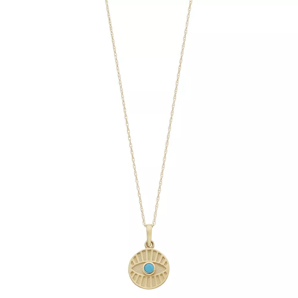Au Naturale 14k Gold Evil Eye Turquoise Necklace, Women's, Size: 18", Yellow Product Image