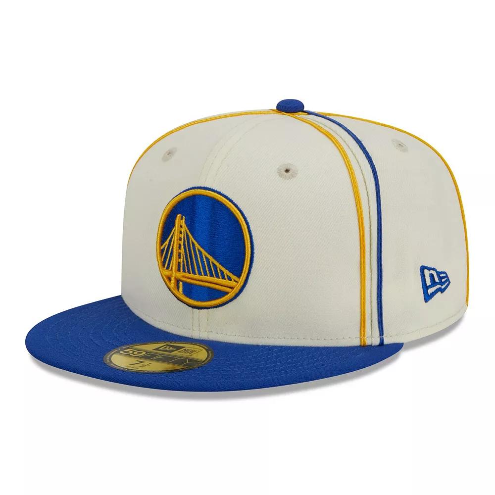 Men's New Era Cream/Royal Golden State Warriors Piping 2-Tone 59FIFTY Fitted Hat, Size: 7 3/8, Beige Product Image