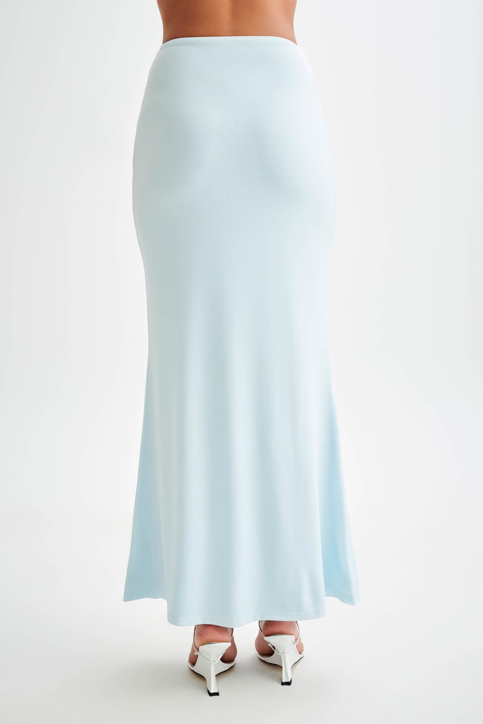 Bruna Slinky Fishtail Maxi Skirt - Sky Blue Product Image