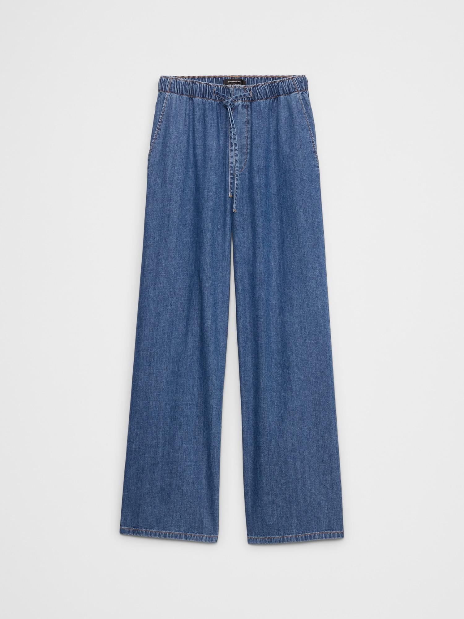 Wide-Leg Mid-Rise Summerweight Pull-On Jean Product Image