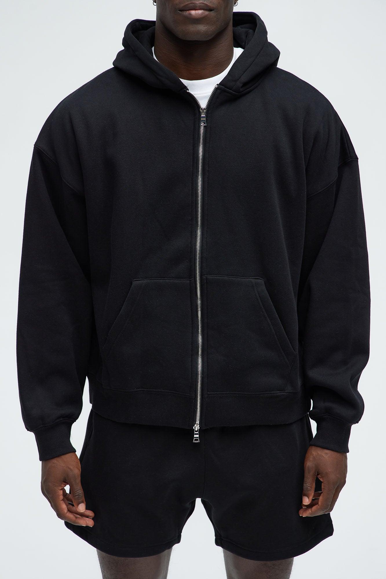 Tyson Oversized Heavyweight Zip Up - Black Product Image