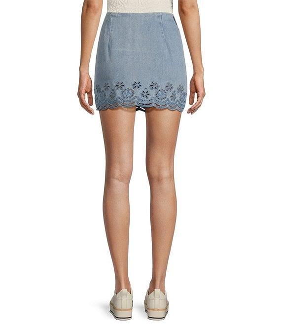 C&V Chelsea & Violet Eyelet Hem Coordinating Denim Mini Skirt Product Image