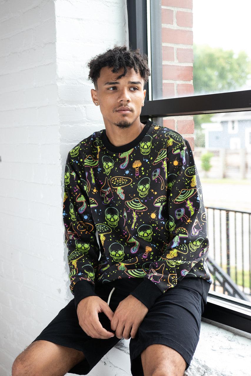 Neon Mushrooms & Skulls Sweatshirt Product Image