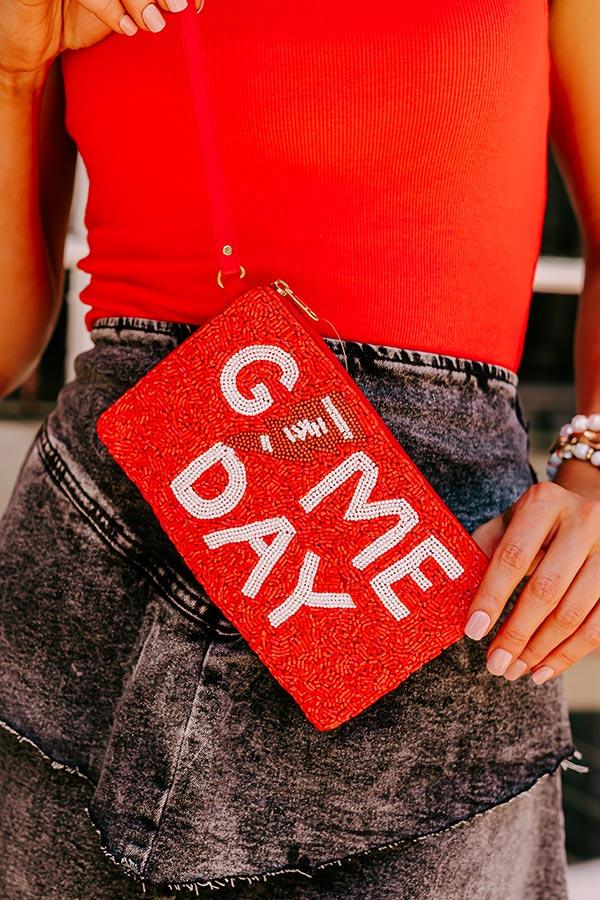 Game Day Beaded Clutch In Scarlet Product Image