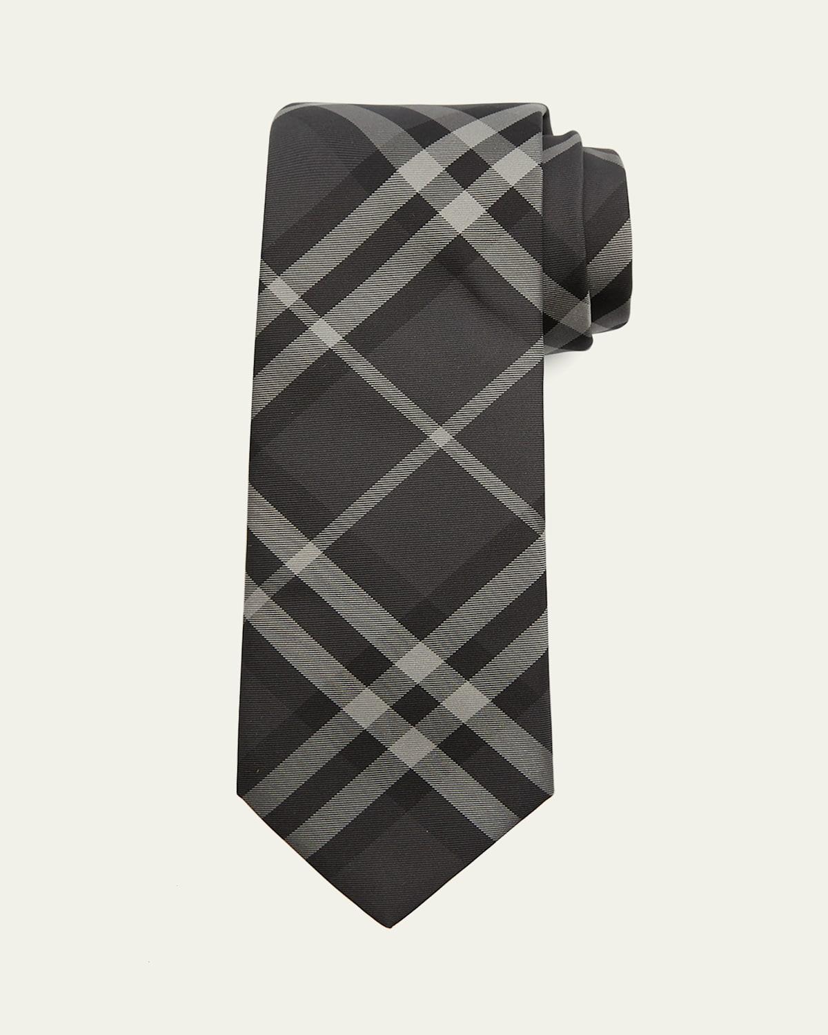 Mens Manston Charcoal Check Tie Product Image