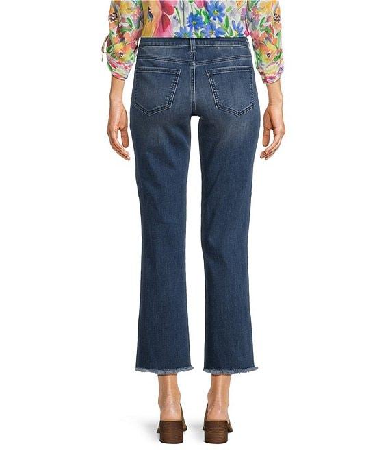 NYDJ Marilyn Stretch Denim Lift Tuck® Mid Rise Straight Leg Frayed Hem Ankle Jeans Product Image
