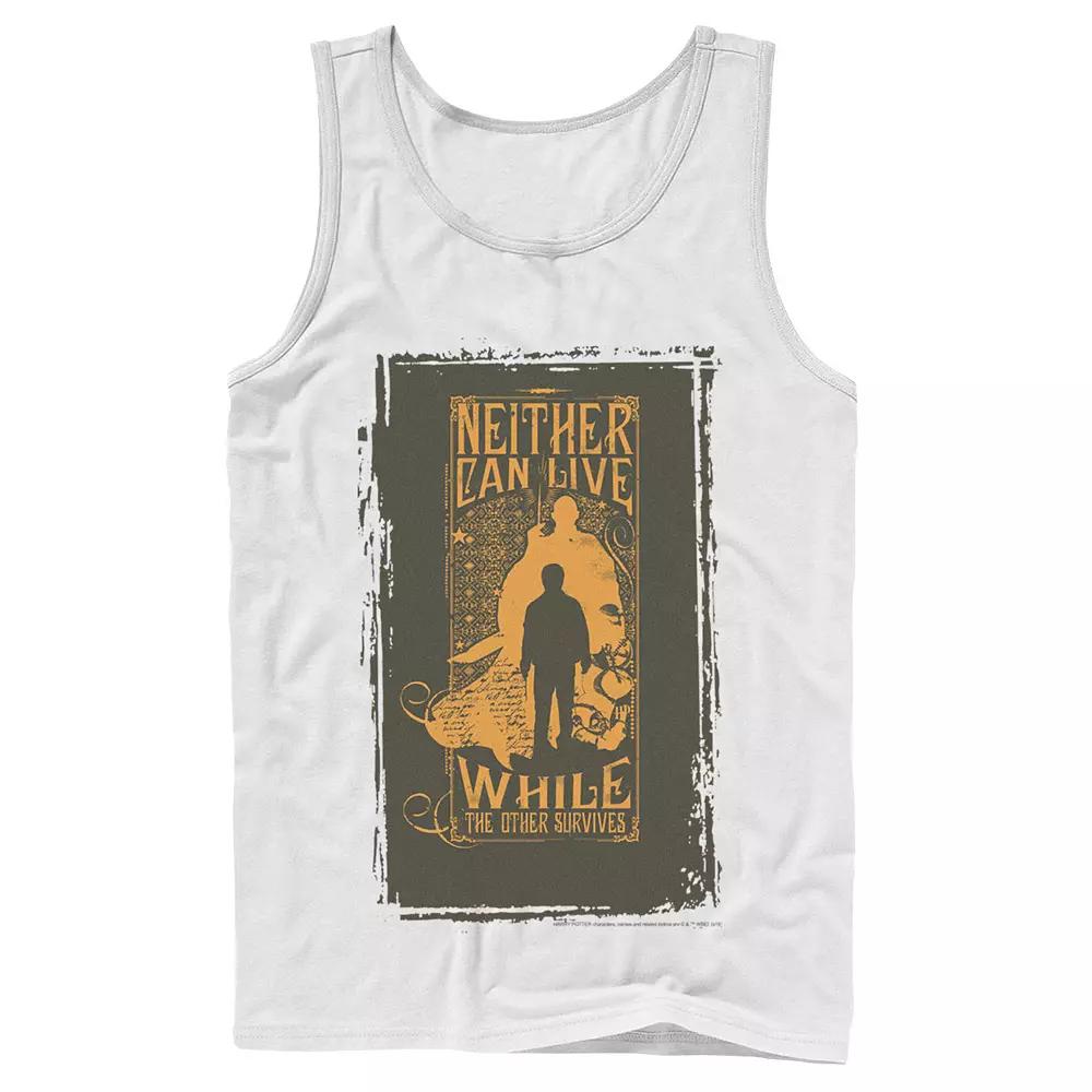 Men's Harry Potter Neither Can Live While The Other Survives Quote Tank Top,  Product Image
