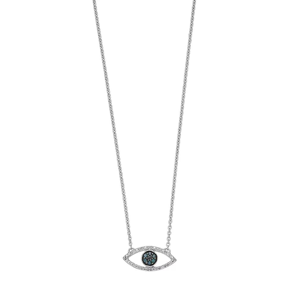 Sterling Silver Blue & White Diamond Accent Evil Eye Pendant Necklace, Women's, Size: 18" Product Image