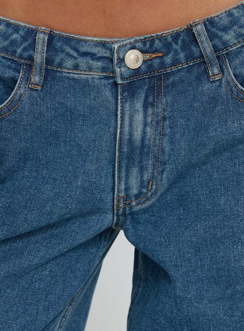 Ramos Low Rise Wide Leg Jeans Mid Blue Wash Product Image