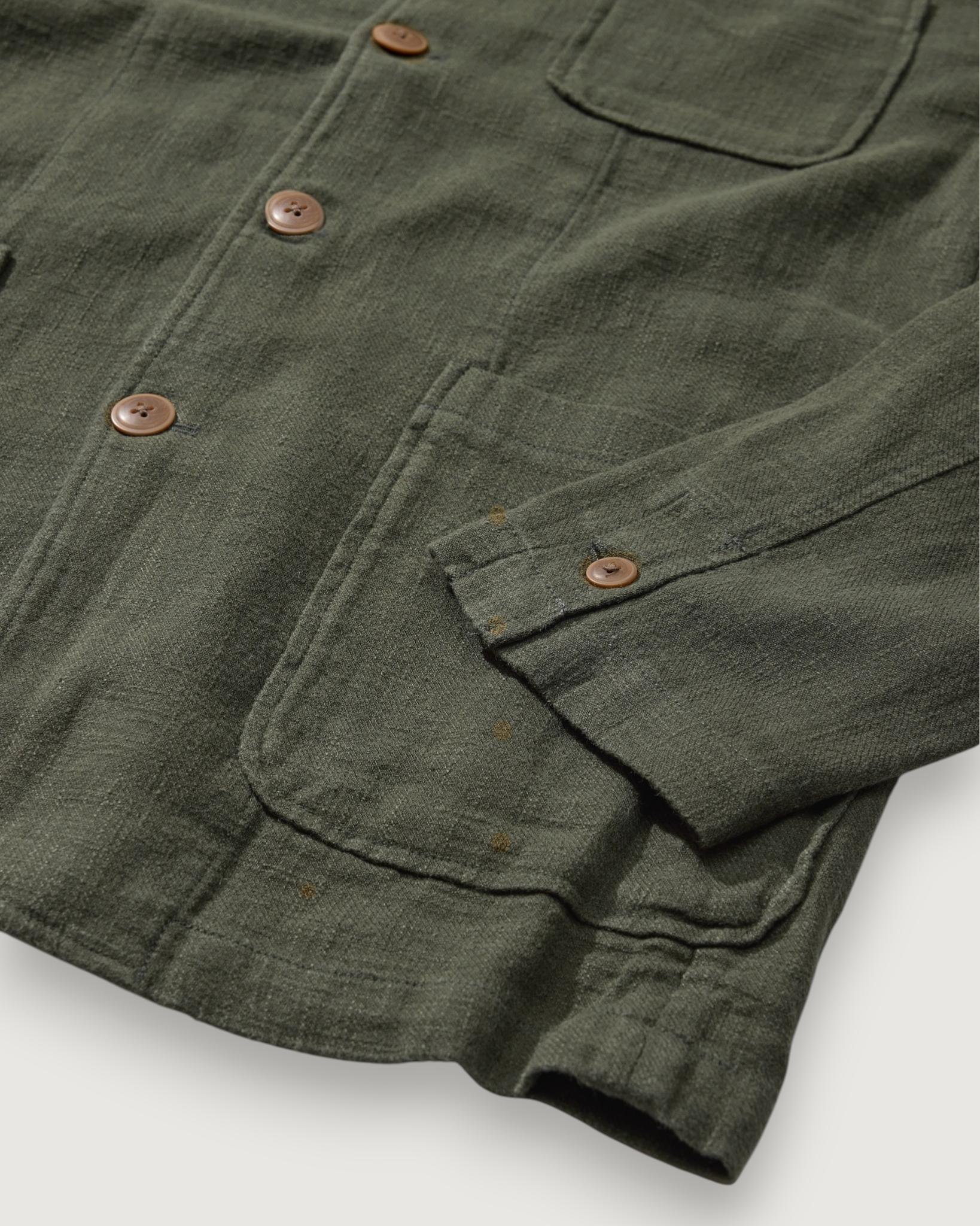 Nelson Ramie Stand Up Collar Blazer - Dark Olive Product Image