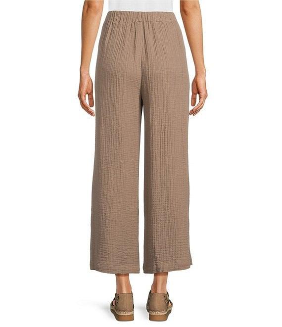 Eileen Fisher Petite Organic Cotton Gauze Elastic Waist Straight Leg Pants Product Image