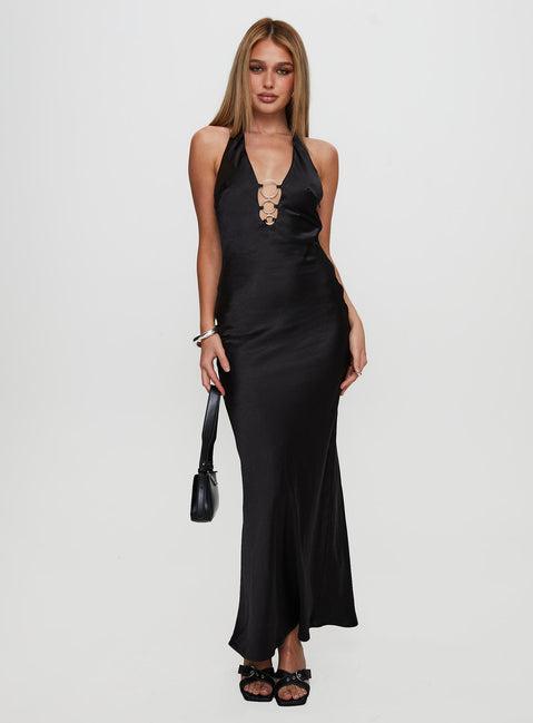 Vasilisa Halter Neck Maxi Dress Black Product Image