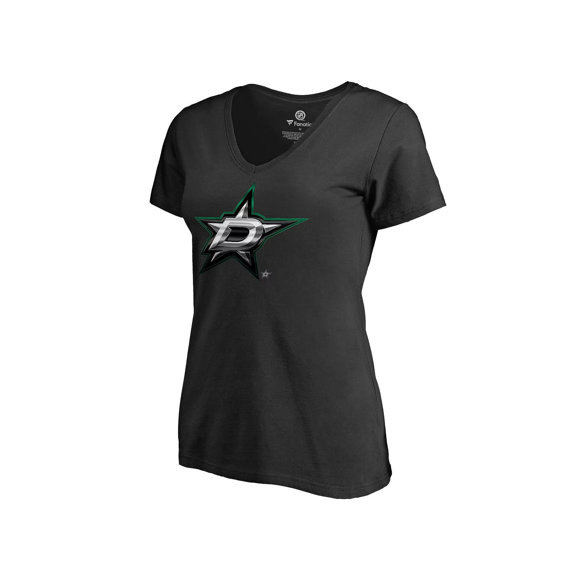 Women's Black Dallas Stars Midnight Mascot V-Neck T-Shirt, Size: 2XL, Str Black Product Image