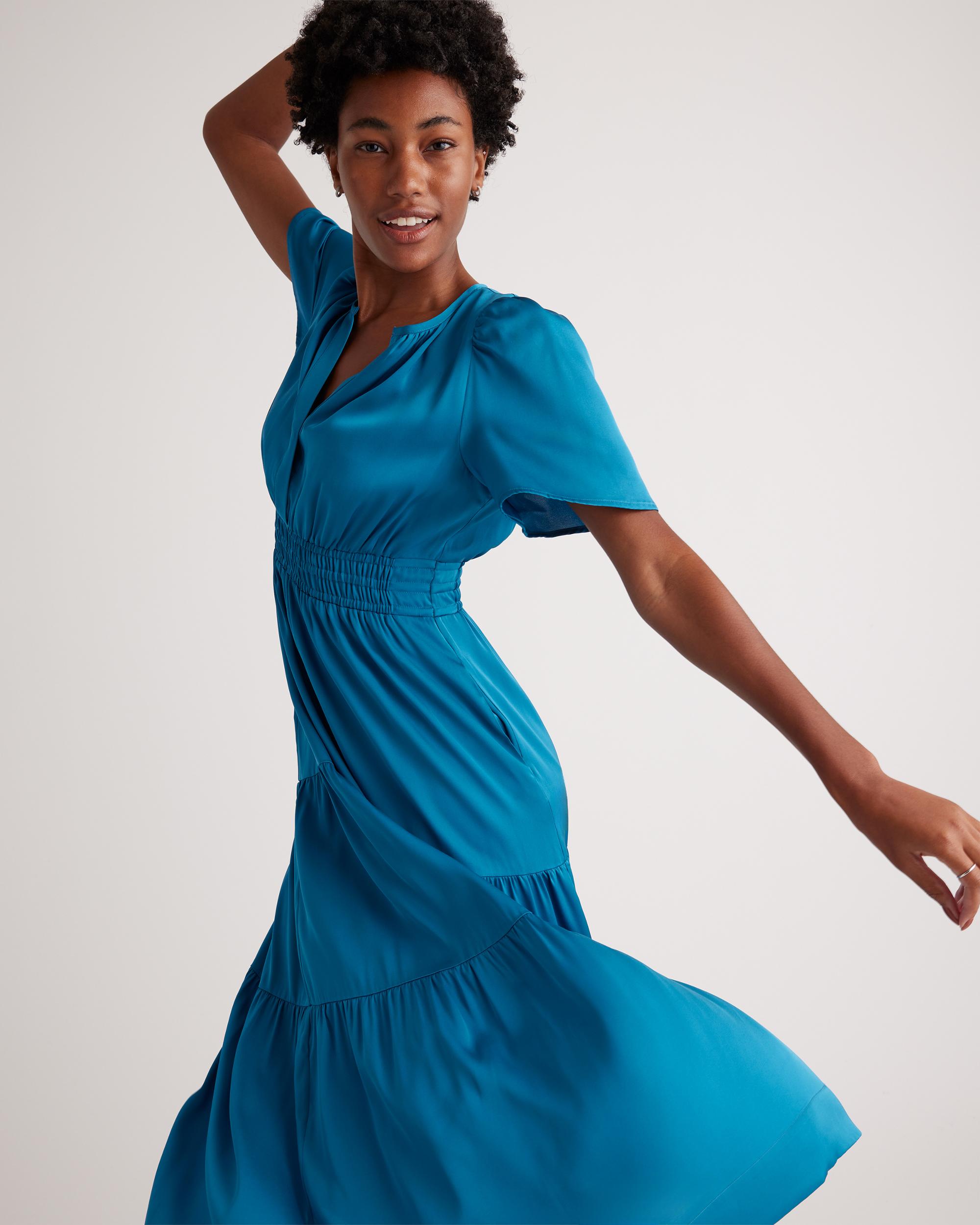 Quince | Women's Washable Stretch Silk Tiered Maxi Dress Product Image