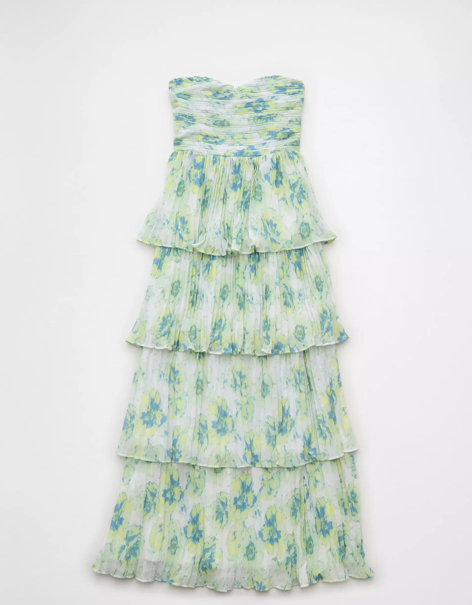 AE Tiered Pleated Maxi Dress Product Image