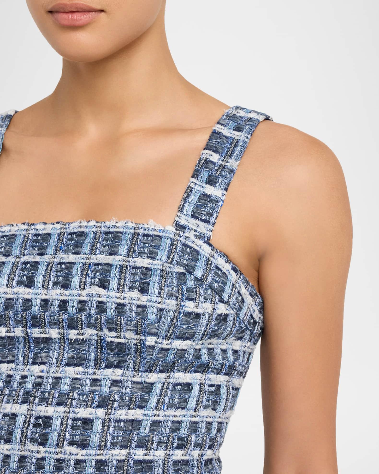 Kaidra Textured Denim Tweed Drop-Waist Mini Dress Product Image