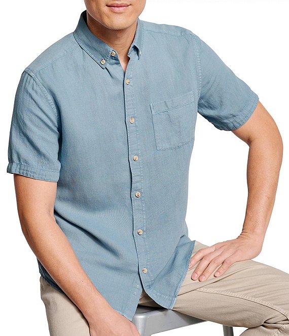Johnston & Murphy Linen Antique-Dyed Short Sleeve Woven Shirt Product Image