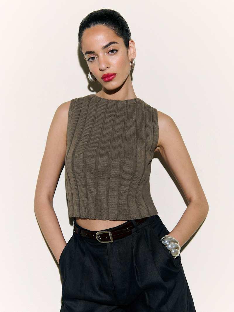 Callie Cotton Ribbed Sweater Tank Product Image