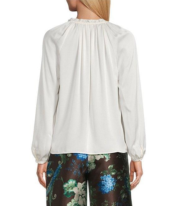 Preston & York Priya Satin V-Neckline Long Sleeve Blouse Product Image