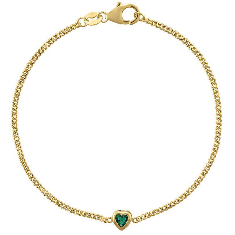Designs by Gioelli 14k Gold Over Sterling Silver Gemstone Curb Chain Bracelet, Womens, Peridot Product Image