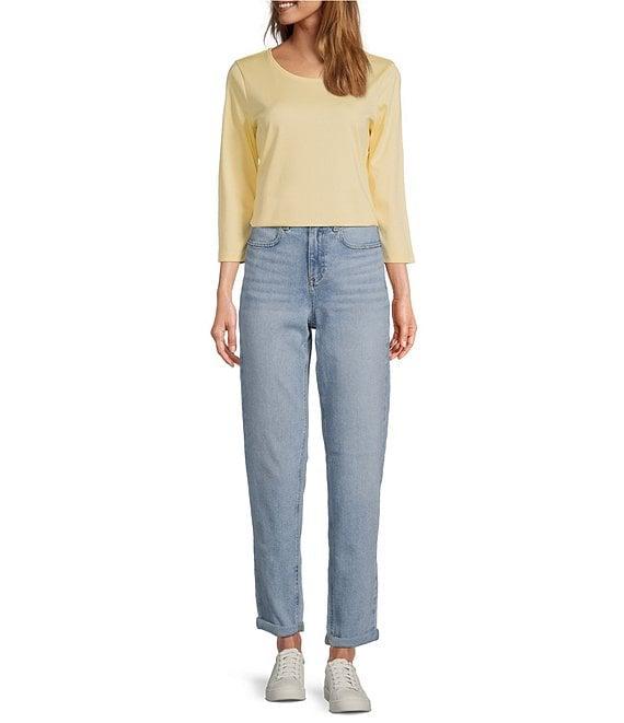 L.L.Bean Pima Cotton Crew Neckline Quarter Length Sleeve Tee Product Image