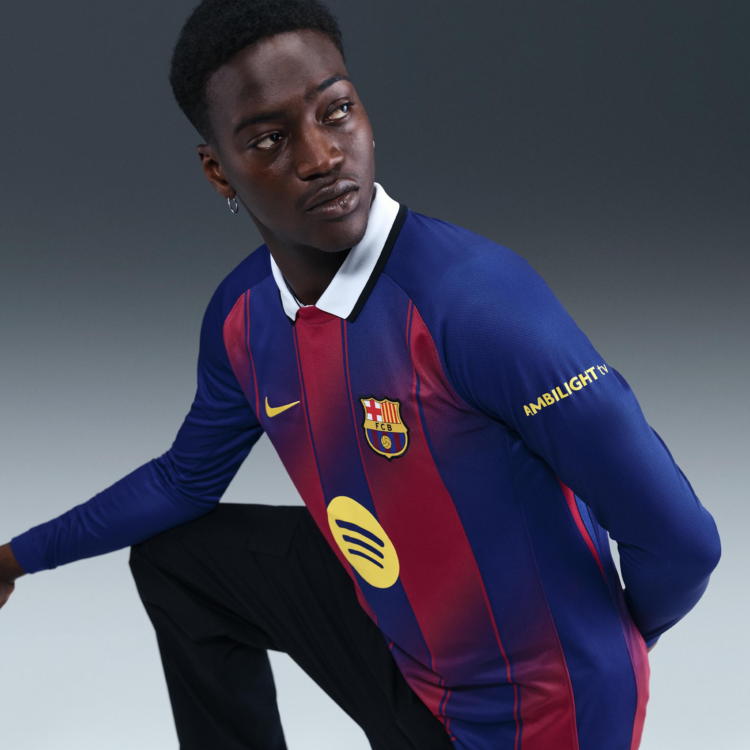 FC Barcelona 2025/26 Stadium Home Men's Nike Dri-FIT Soccer Replica Long-Sleeve Jersey Product Image