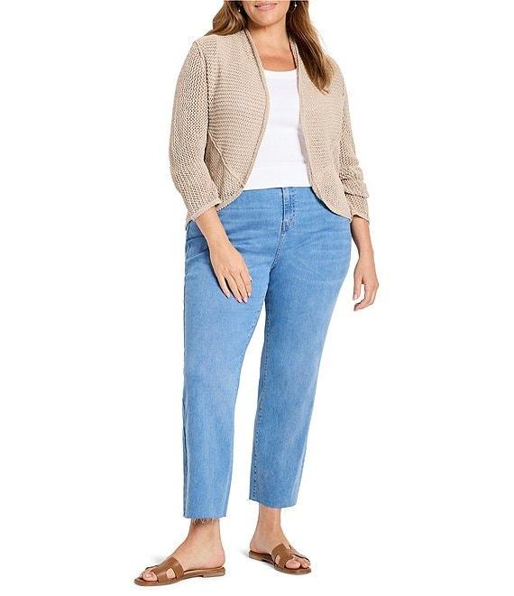 NIC + ZOE Plus Size Mesh Cocoon Open Front Long Sleeve Cardigan Product Image