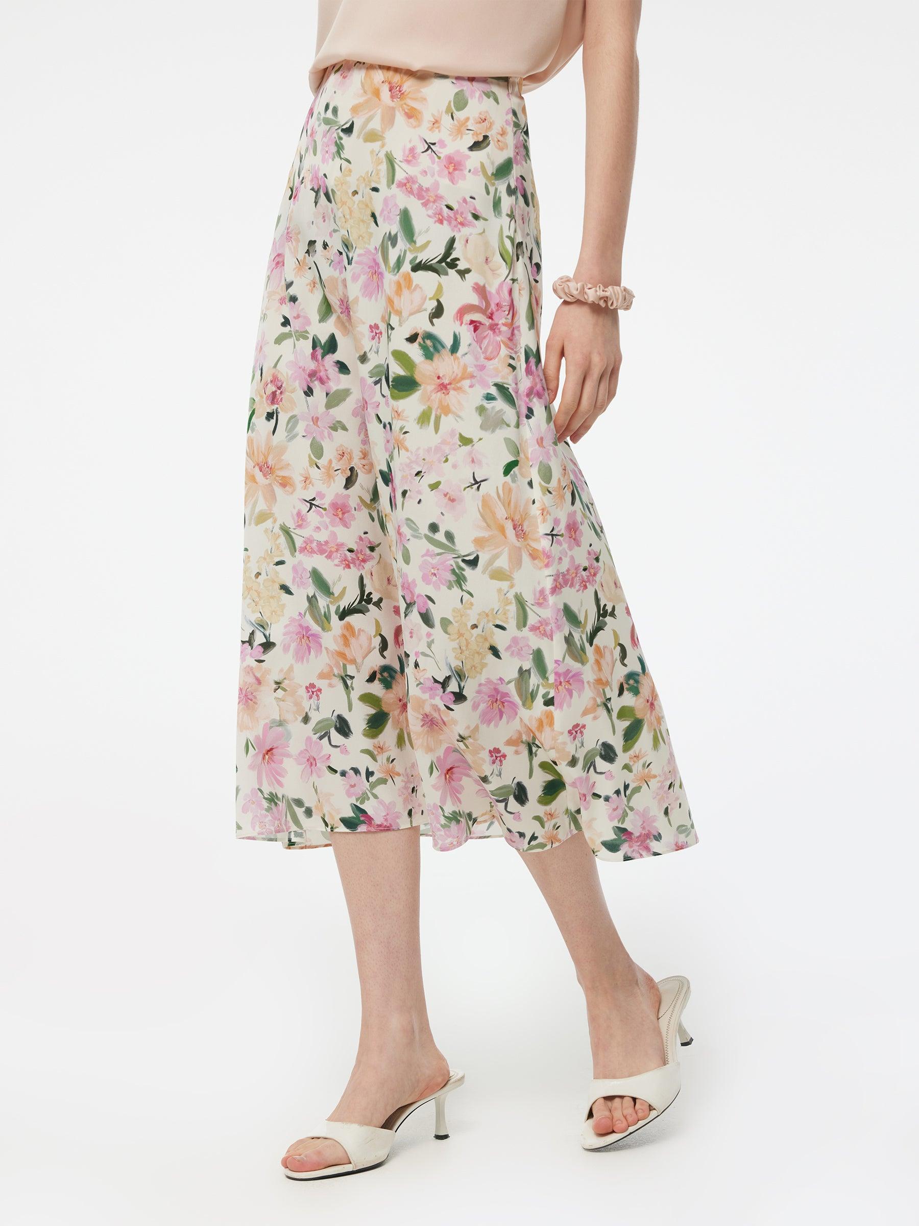 19MM Mulberry Silk Floral Print Women Skirt Product Image