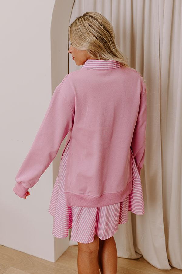 Preppy Charm Stripe Mini Dress in Pink Product Image