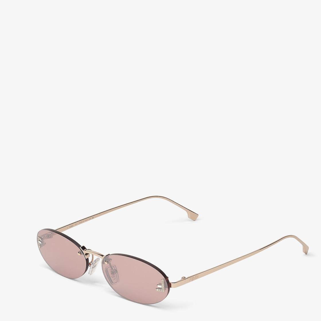 Fendi First CrystalRose gold-colored sunglasses with pink lenses Product Image
