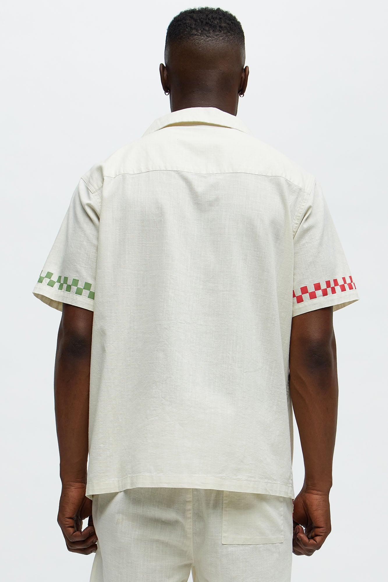 Florida Oranges Short Sleeve Button Up Shirt - Cream Product Image