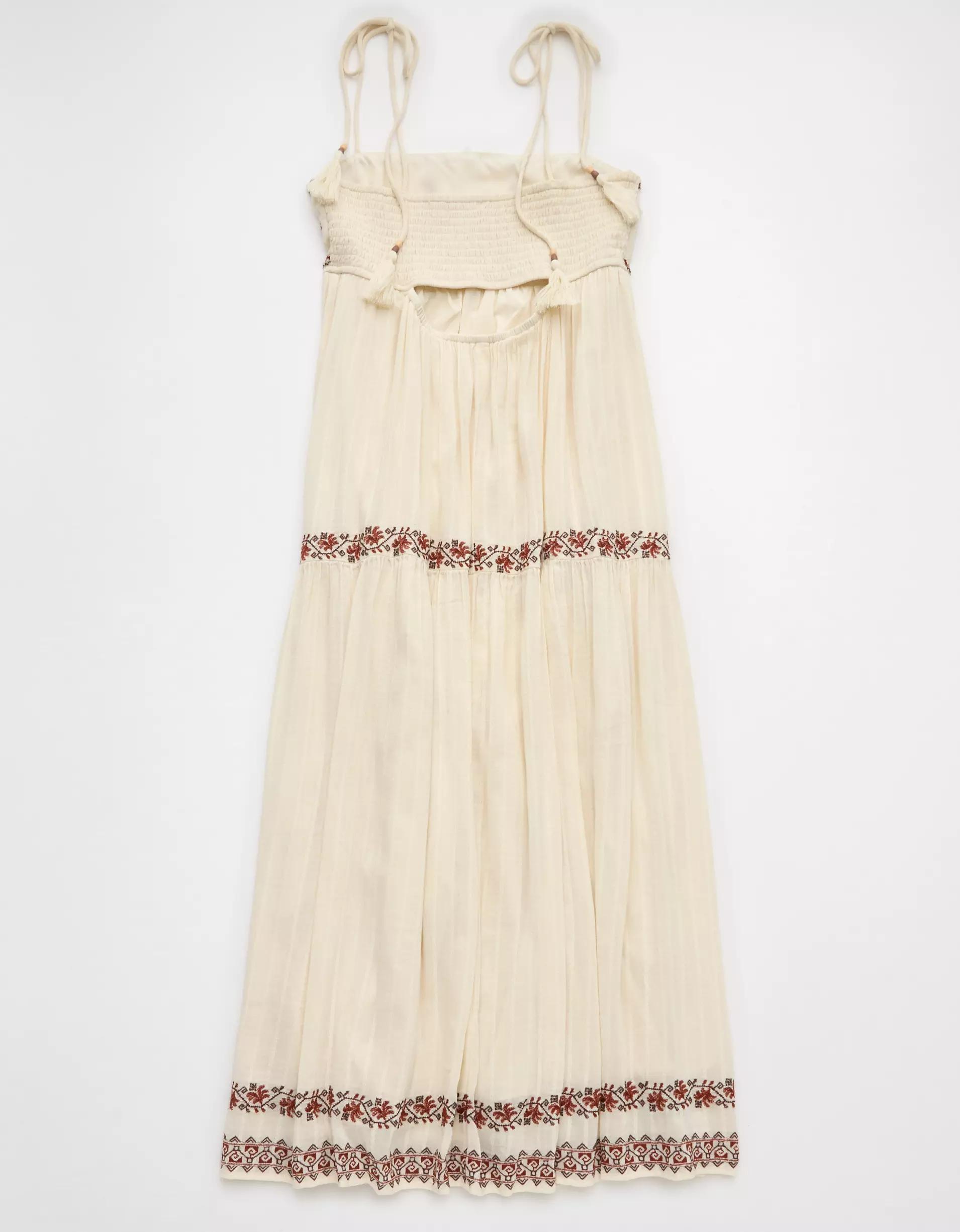 AE Empire Waist Embroidered Midi Dress Product Image